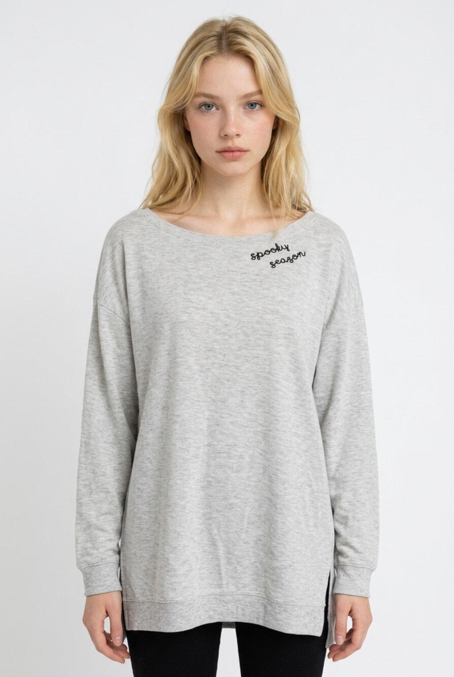 Cynthia Rowley Spooky Season Gray Sweatshirt NWOT